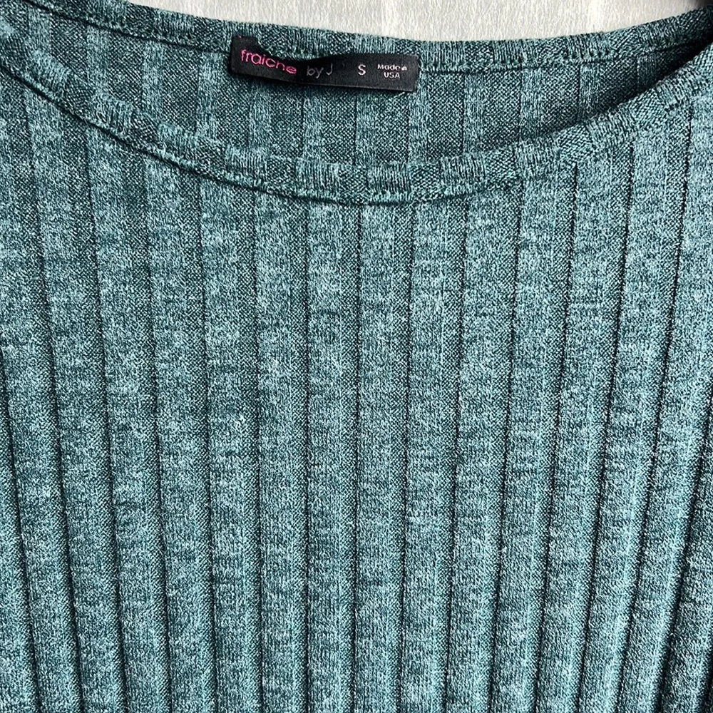 Fraiche By J Tie Front Long Sleeve Dress In Heather Green size S - Picture 6 of 8